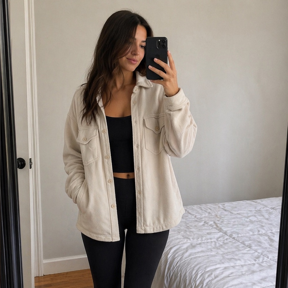 Wilfred Free Aritzia Terry Fleece Shirt Jacket Size 2XS